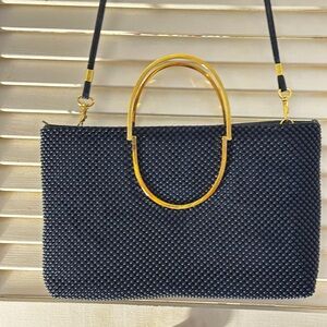 Elegant Navy Clutch with Gold Accents